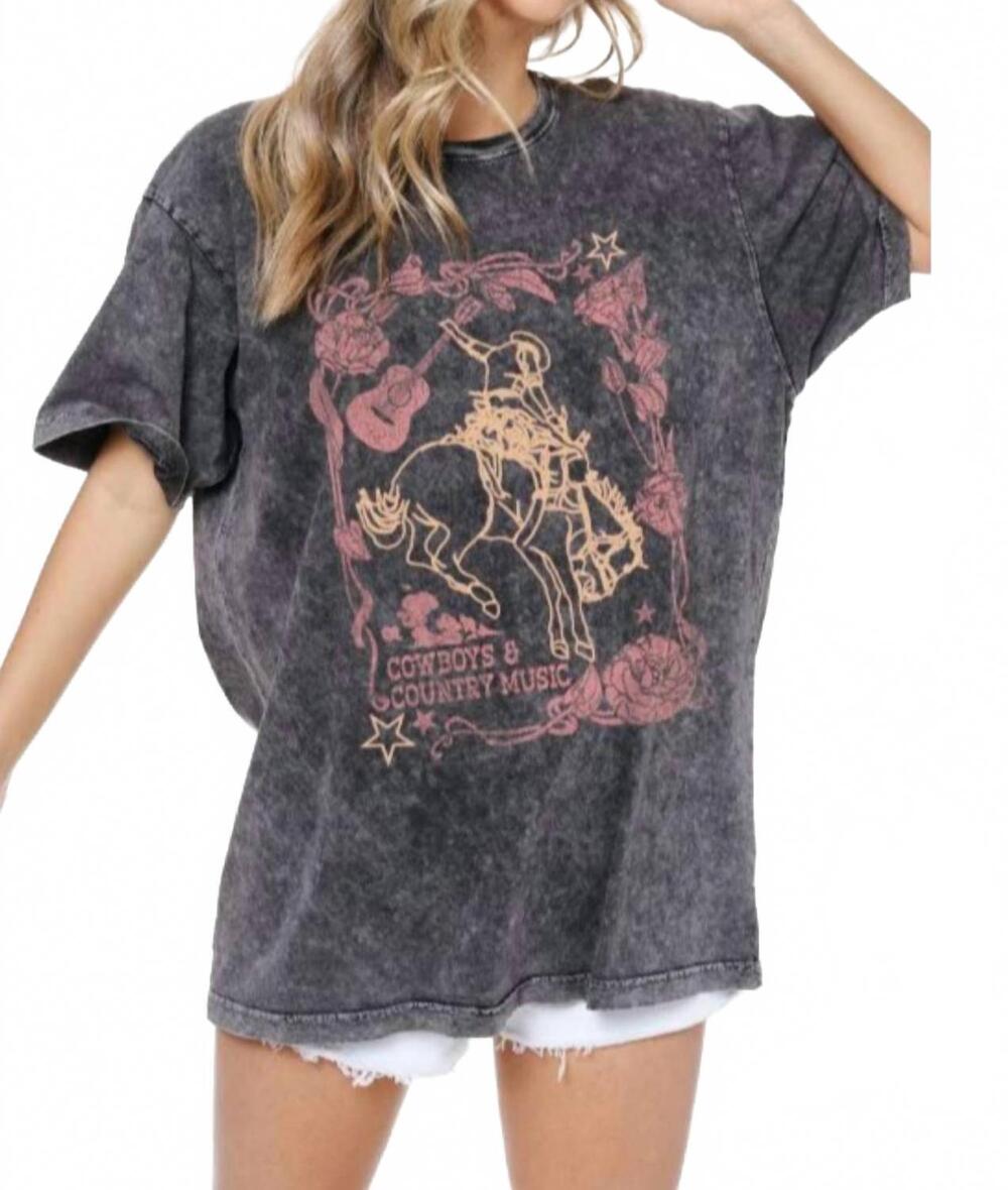 NEW ZUTTER cowboys and country music graphic tee in black